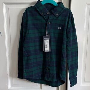 Vineyard Vines Navy and Green Checkered Shirt, Flannel, 7
